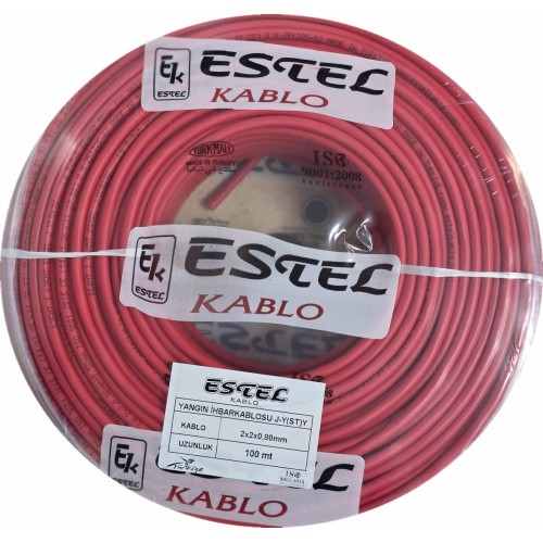 ESTEL YANGIN KABLOSU CCA 2x2x0,80+0.50 KIRMIZI(PVC) 100MT