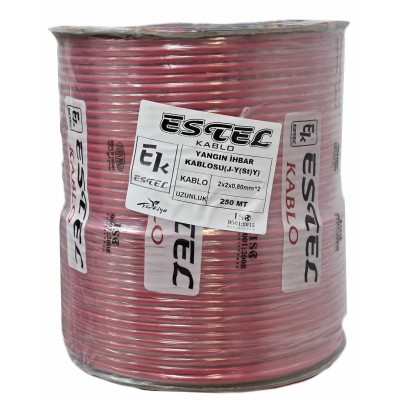 ESTEL YANGIN KABLOSU CCA 2x2x0,80+0.50 KIRMIZI(PVC) 250MT