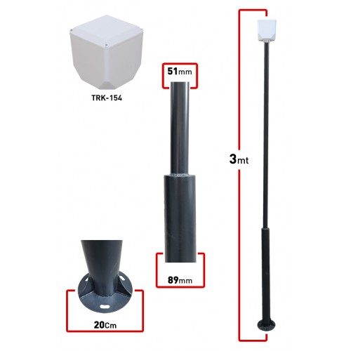 TRK-300-X+154 / 3 Mt (89x51x2MM) Metal Direk + TRK-154 Küp ile Birlikte ( 7016 Düz Mat Antrasit Fırın Boyalı )
