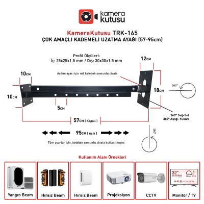 KameraKutusu TRK-165 ÇOK AMAÇLI KADEMELİ UZATMA AYAĞI (57-95cm)