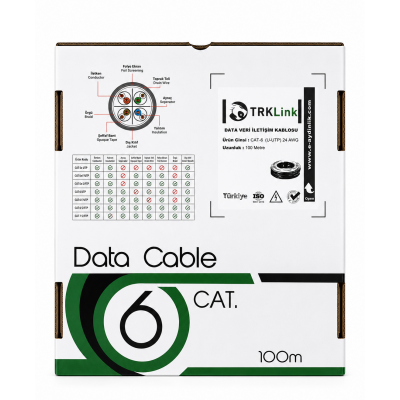 TRKLink CAT6 EKO 24AWG 0,51mm U/UTP CCA KABLO 100MT KUTU PVC
