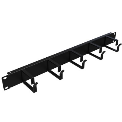 LANDE 1U 19" ORGANİZER, 5 METAL KANCALI (SİYAH)
