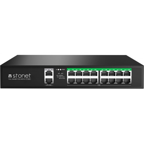 STONET P116GC 16 PORT GB POE SWİTCH, 2*GB UPLİNK