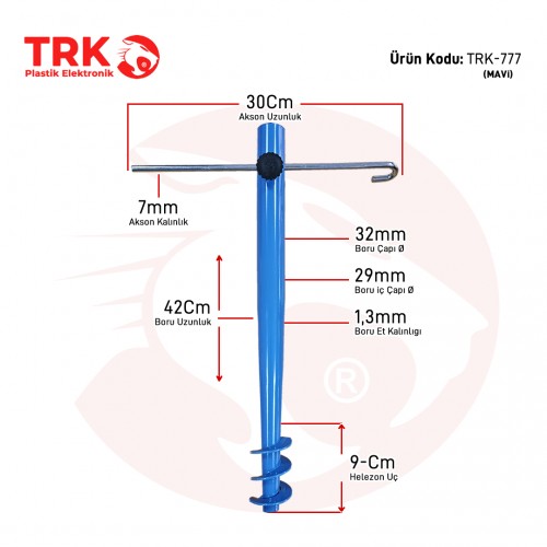 TRK-777 Metal Şemsiye Kazığı (MAVİ)
