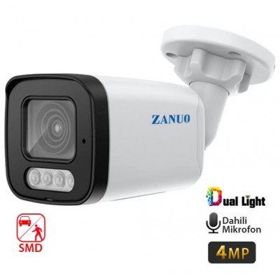 ZANUO ZN-IPC-B1410C-S2-L-AS-3.6MM 4MP DUAL LİGHT+SMD BULLET IP KAMERA( Dahili Mikrofon)